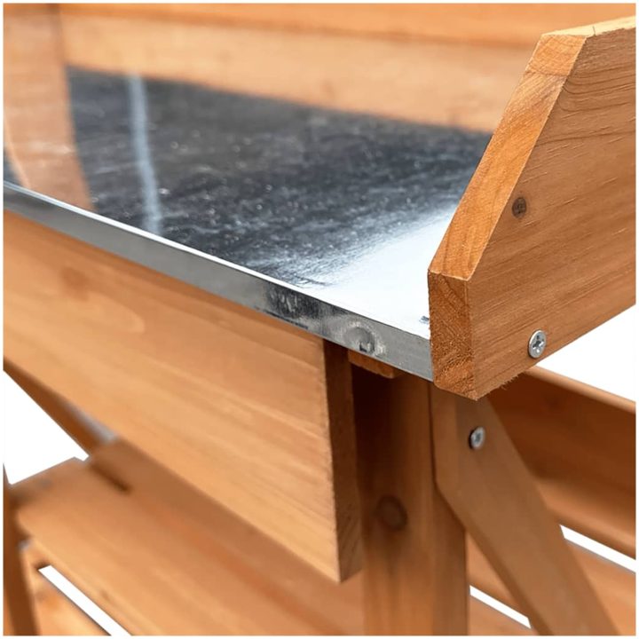 Planteringsbord med hyllor brun massivt granträ vidaXL – bild 8