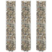Planteringsgabion 3 st upphöjd rund galvaniserat stål 30x150cm vidaXL