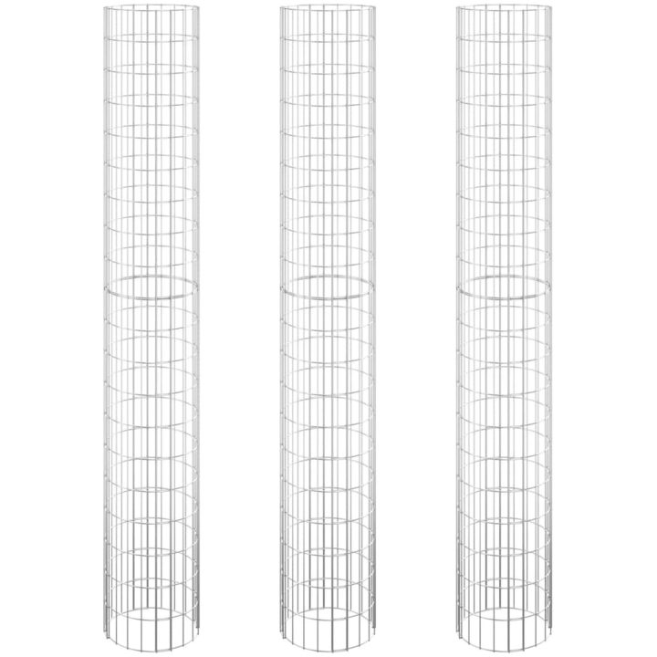 Planteringsgabion 3 st upphöjd rund galvaniserat stål 30x200cm vidaXL ⌀30 x 200 cm (3 pcs) – bild 2