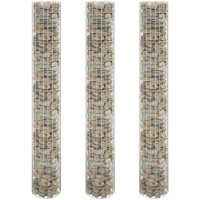 Planteringsgabion 3 st upphöjd rund galvaniserat stål 30x200cm vidaXL