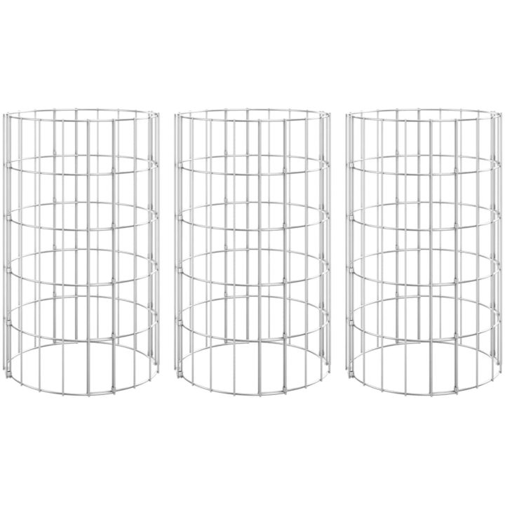 Planteringsgabion 3 st upphöjd rund galvaniserat stål 30x50 cm vidaXL ⌀30 x 50 cm (3 st) – bild 2