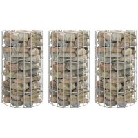 Planteringsgabion 3 st upphöjd rund galvaniserat stål 30x50 cm vidaXL