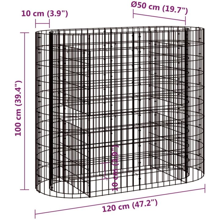 Planteringsgabion galvaniserat järn vidaXL 120 x 50 x 100 cm – bild 8