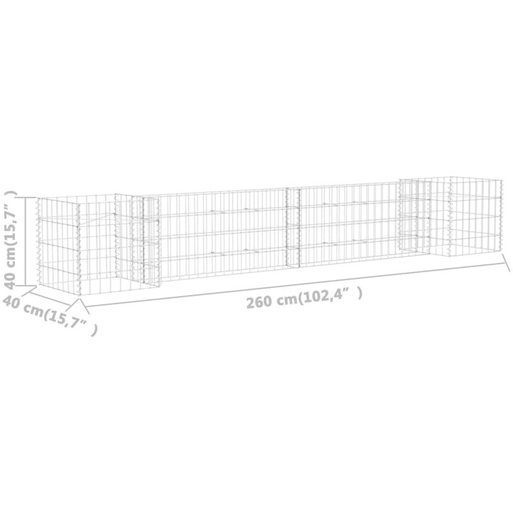 Planteringsgabion H-formad stål vidaXL 260 x 40 x 40 cm – bild 5