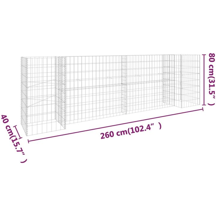 Planteringsgabion H-formad stål vidaXL 260 x 40 x 80 cm – bild 6