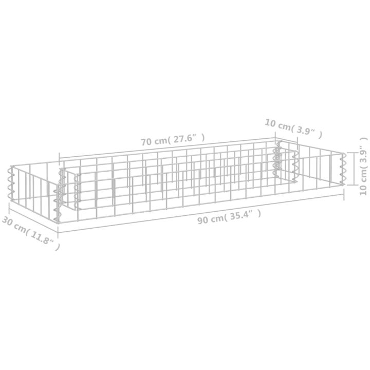 Planteringsgabion upphöjd galvaniserat stål vidaXL 90 x 30 x 10 cm – bild 6