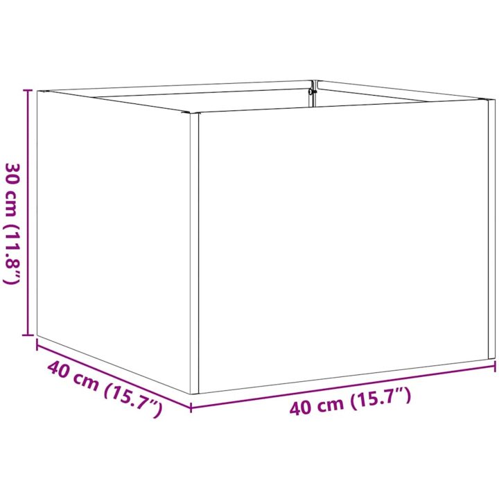 Planteringskärl galvaniserat stål vidaXL 40 x 40 x 30 cm – bild 10