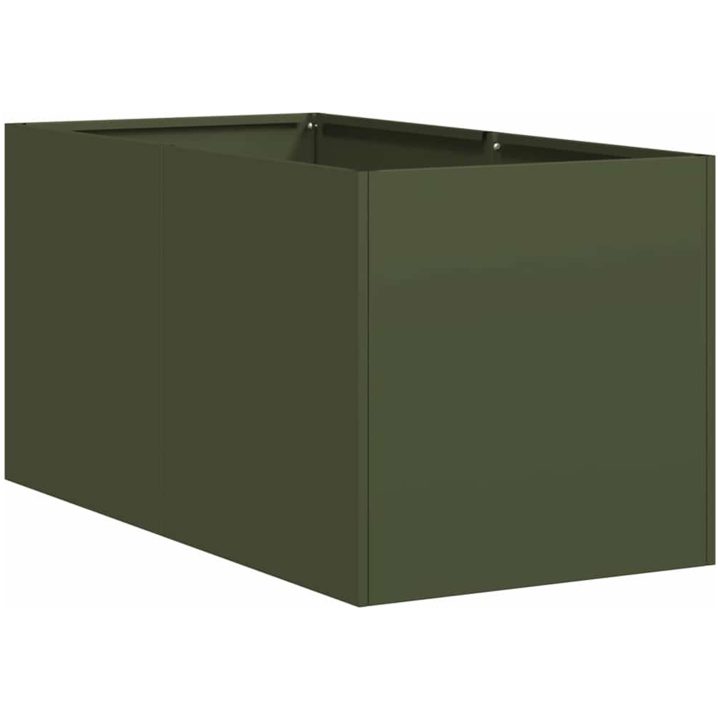 Planteringskärl olivgrön kallvalsat stål vidaXL 40 x 80 x 40 cm – bild 2