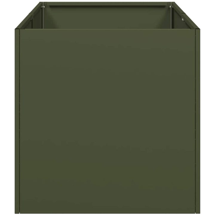 Planteringskärl olivgrön kallvalsat stål vidaXL 40 x 80 x 40 cm – bild 4