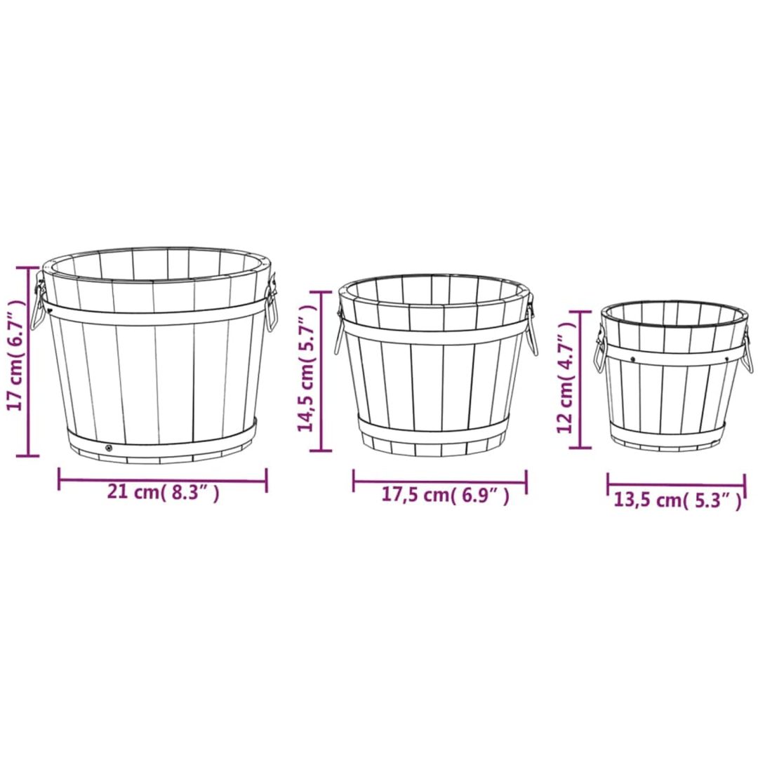 Planteringskärl trä 3 st set massivt granträ vidaXL ⌀21 x 17 cm – bild 6