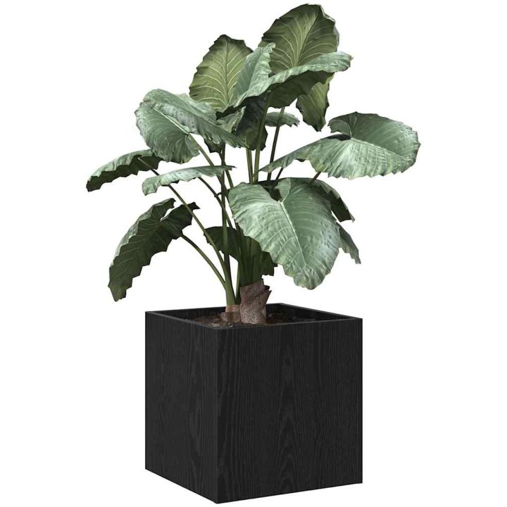 Planteringslåda Svart Ek Ingenjörsträ vidaXL 40 x 40 x 40 cm – bild 3