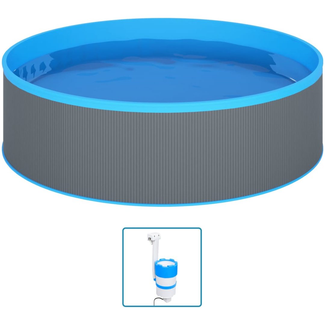 Plaskpool med hängande skimmer och pump 350x90 cm grå vidaXL – bild 2