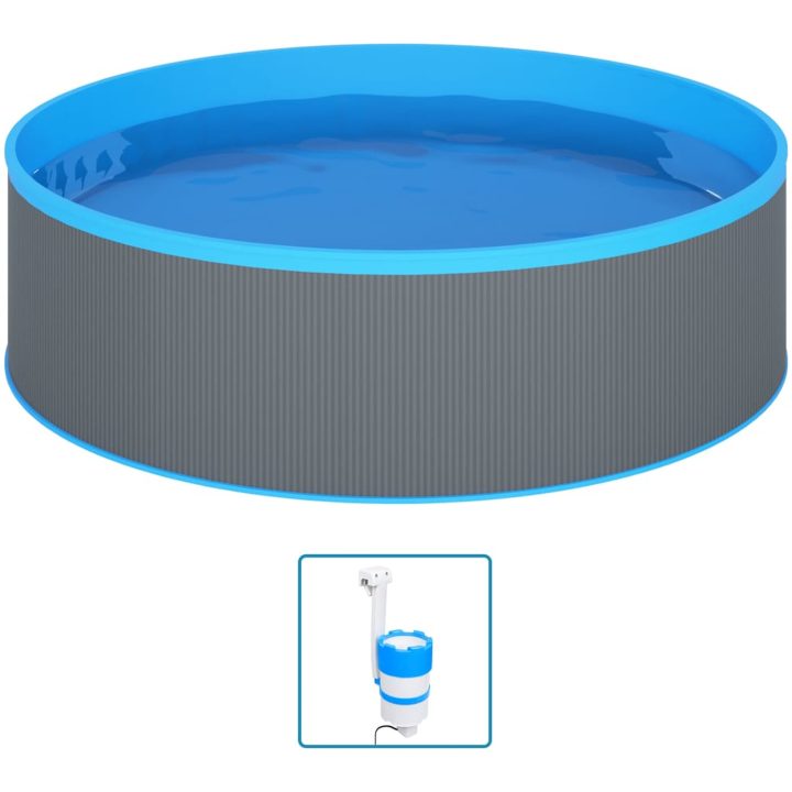 Plaskpool med hängande skimmer och pump 350x90 cm grå vidaXL – bild 2