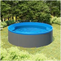 Plaskpool med hängande skimmer och pump 350x90 cm grå vidaXL