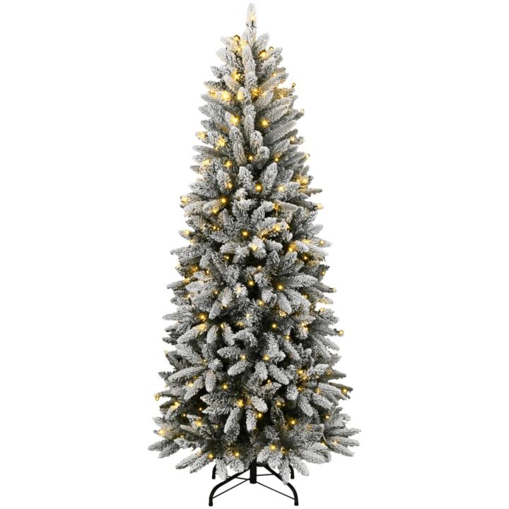 Plastgran med 150 LEDs och snö vidaXL 120 cm – bild 2