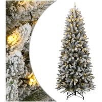 Plastgran med 150 LEDs och snö vidaXL