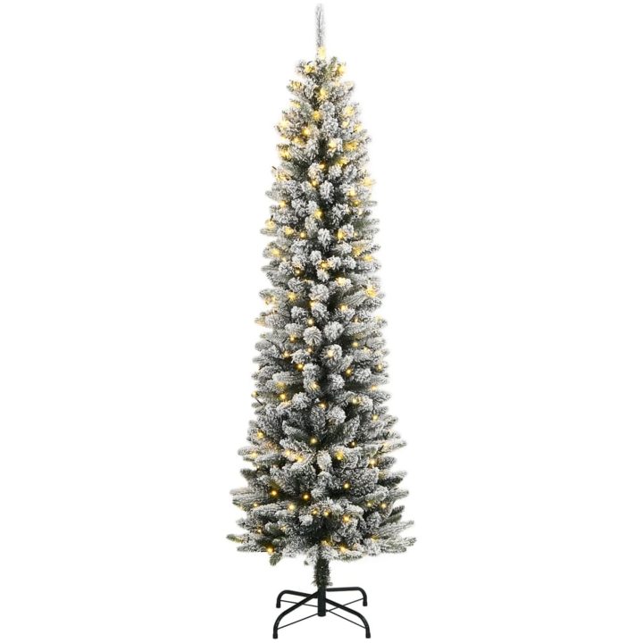 Plastgran med 150 LEDs och snö vidaXL 120 cm – bild 2