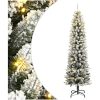 Plastgran med 300 LEDs och snö vidaXL 180 cm – miniatyr 1