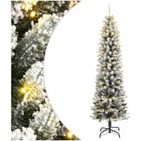 Plastgran med 300 LEDs och snö vidaXL