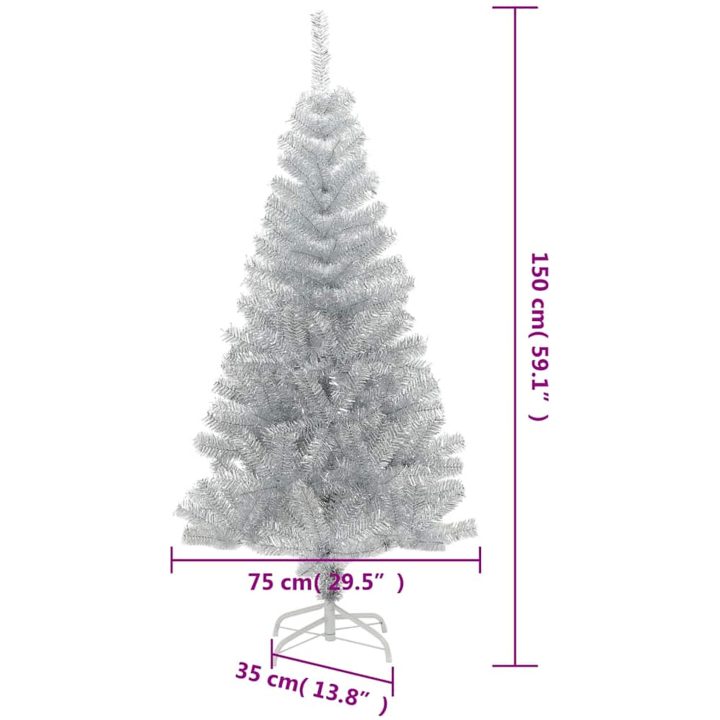 Plastgran med fot silver 150 cm PET vidaXL 150 x 80 cm – bild 6