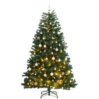 Plastgran med gångjärn 300 LEDs & kulor vidaXL