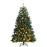Plastgran med gångjärn 300 LEDs & kulor vidaXL
