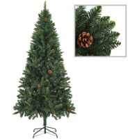 Plastgran med kottar grön 180 cm vidaXL