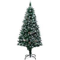 Plastgran med kottar och vit snö 150 cm vidaXL
