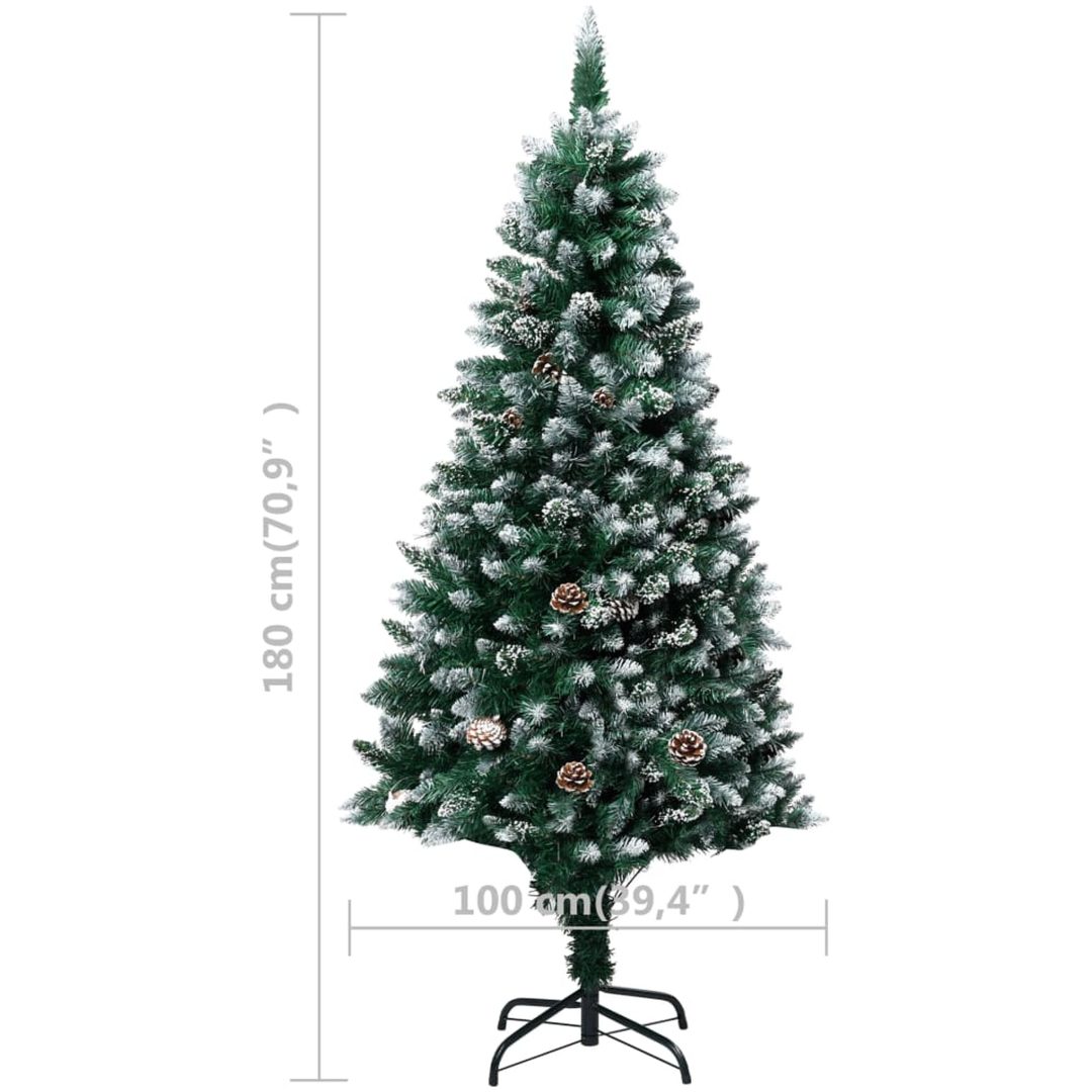 Plastgran med kottar och vit snö 180 cm vidaXL 180 x 100 cm – bild 7