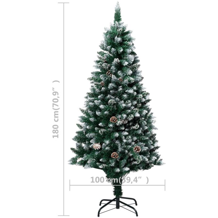 Plastgran med kottar och vit snö 180 cm vidaXL 180 x 100 cm – bild 7