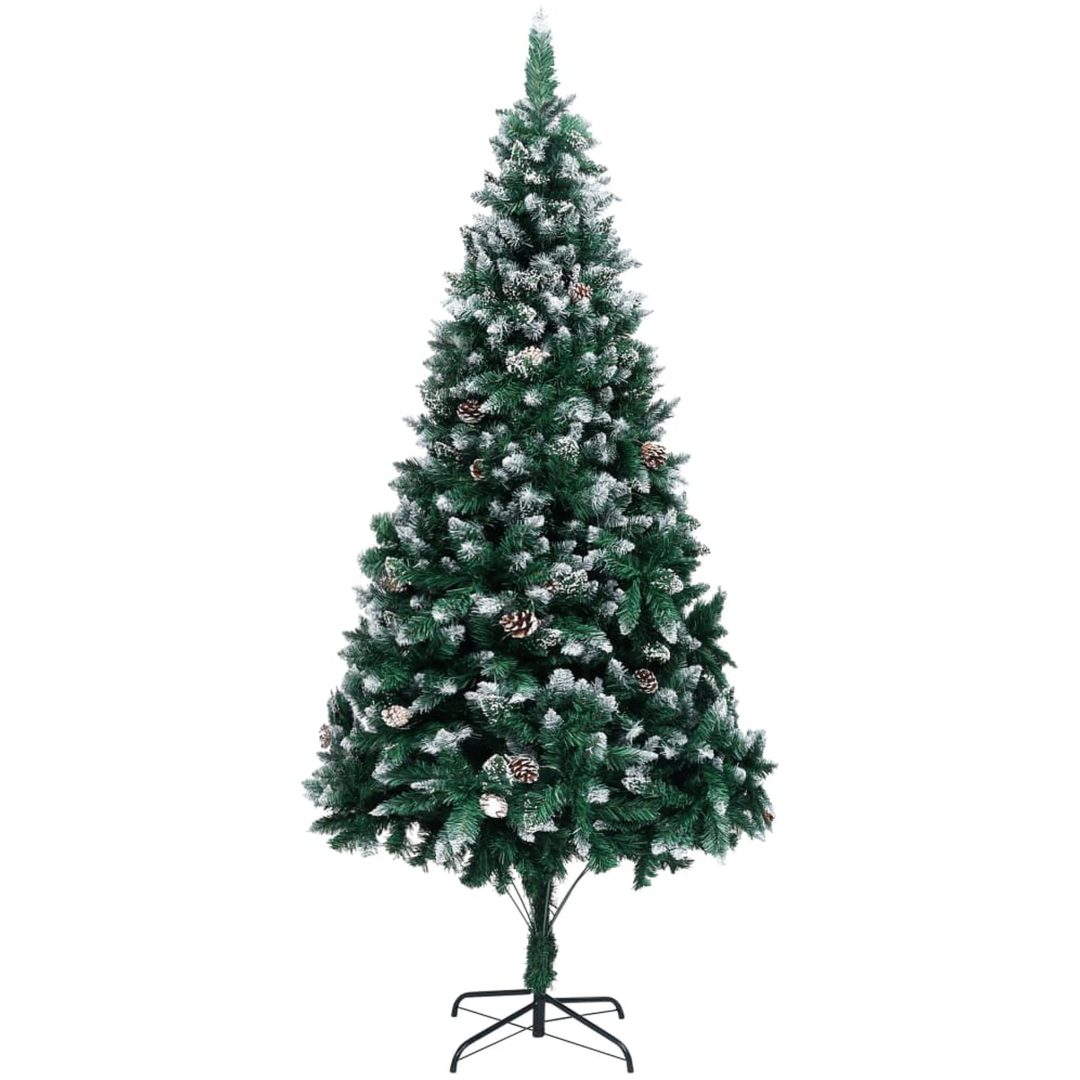 Plastgran med kottar och vit snö 210 cm vidaXL 210 x 120 cm