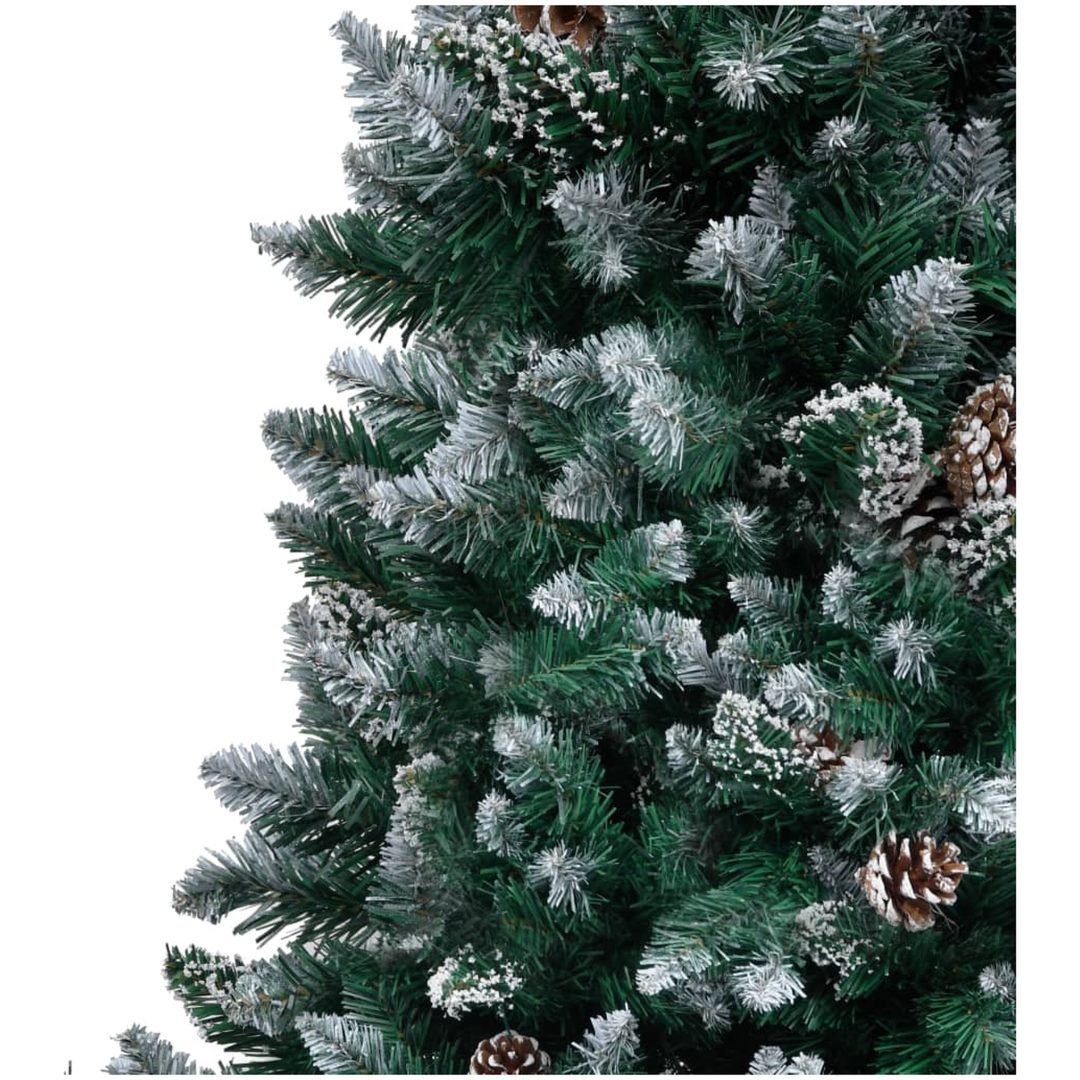 Plastgran med kottar och vit snö 240 cm vidaXL 240 x 130 cm – bild 3
