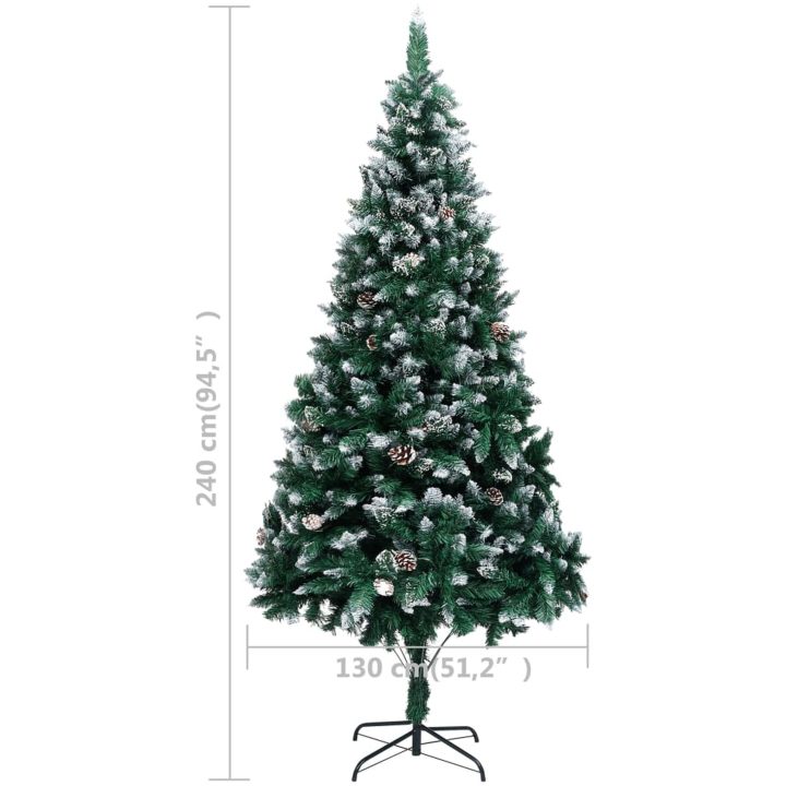 Plastgran med kottar och vit snö 240 cm vidaXL 240 x 130 cm – bild 7