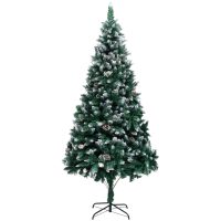 Plastgran med kottar och vit snö 240 cm vidaXL