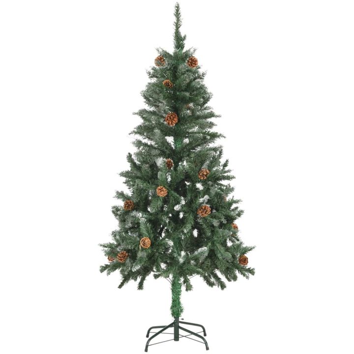 Plastgran med kottar och vitt glitter 150 cm vidaXL 150 x 89 cm – bild 2
