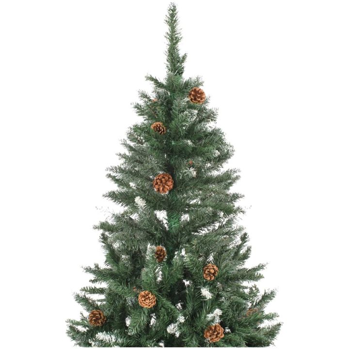 Plastgran med kottar och vitt glitter 150 cm vidaXL 150 x 89 cm – bild 3