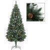 Plastgran med kottar och vitt glitter 180 cm vidaXL 180 x 104 cm – miniatyr 1