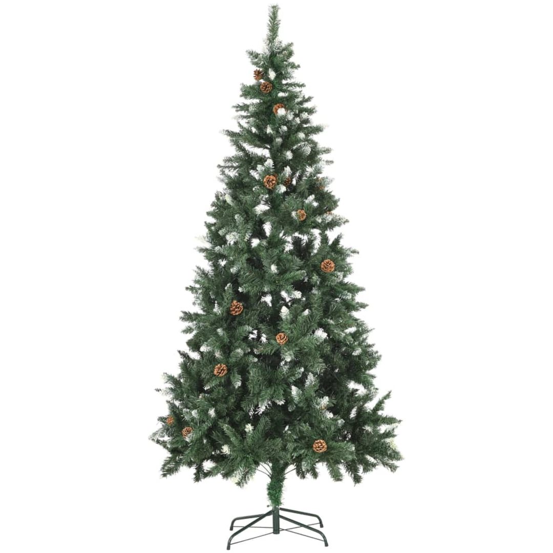 Plastgran med kottar och vitt glitter 210 cm vidaXL 210 x 119 cm – bild 2