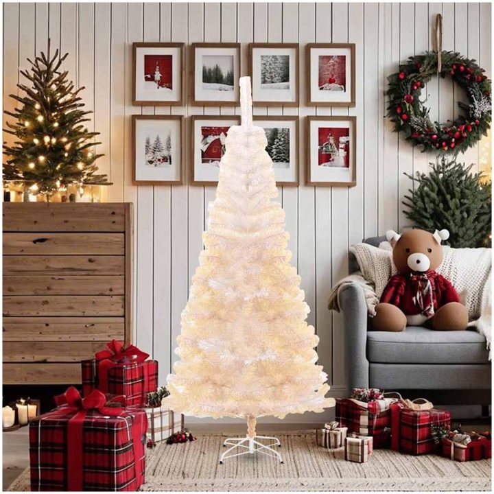 Plastgran med regnbågsskimrande grenar vit 180 cm PVC vidaXL 180 x 90 cm – bild 3
