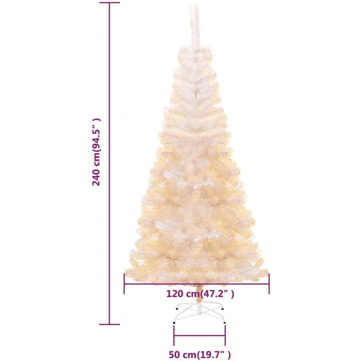 Plastgran med regnbågsskimrande grenar vit 240 cm PVC vidaXL 240 x 120 cm – bild 7