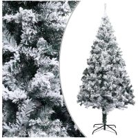 Plastgran med snö grön 210 cm PVC vidaXL