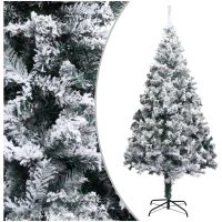 Plastgran med snö grön 240 cm PVC vidaXL