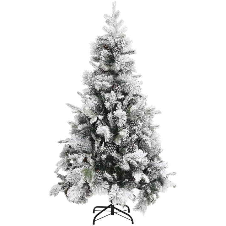 Plastgran med snö och kottar 195 cm PVC&PE vidaXL 195 x 95 cm – bild 2