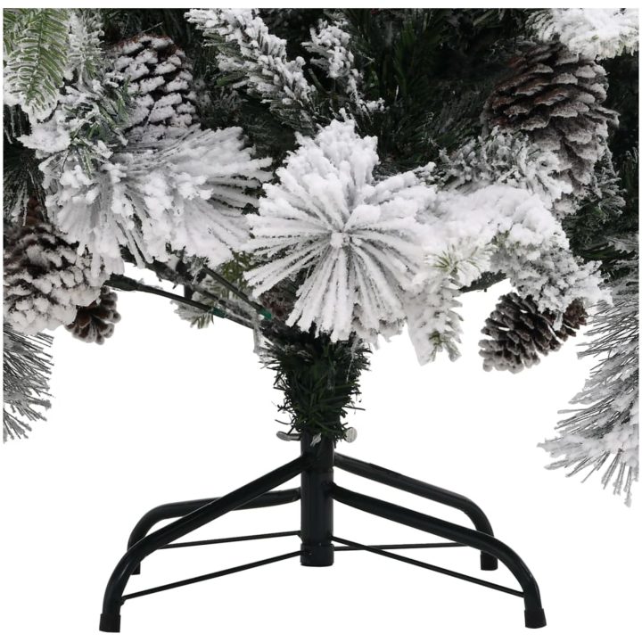 Plastgran med snö och kottar 195 cm PVC&PE vidaXL 195 x 95 cm – bild 4