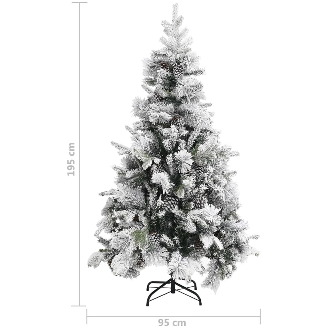 Plastgran med snö och kottar 195 cm PVC&PE vidaXL 195 x 95 cm – bild 6