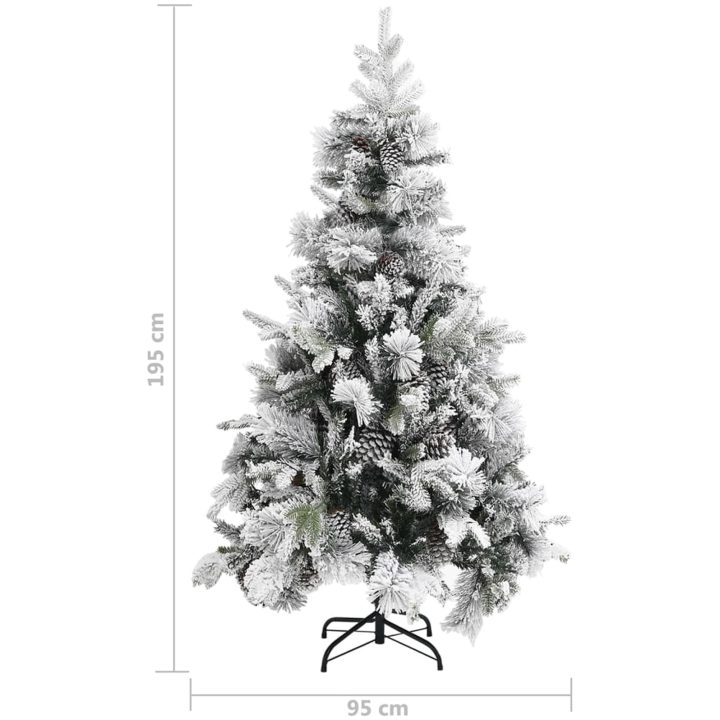 Plastgran med snö och kottar 195 cm PVC&PE vidaXL 195 x 95 cm – bild 6