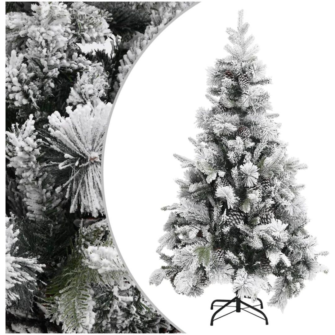 Plastgran med snö och kottar 195 cm PVC&PE vidaXL 195 x 95 cm