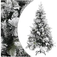 Plastgran med snö och kottar 195 cm PVC&PE vidaXL