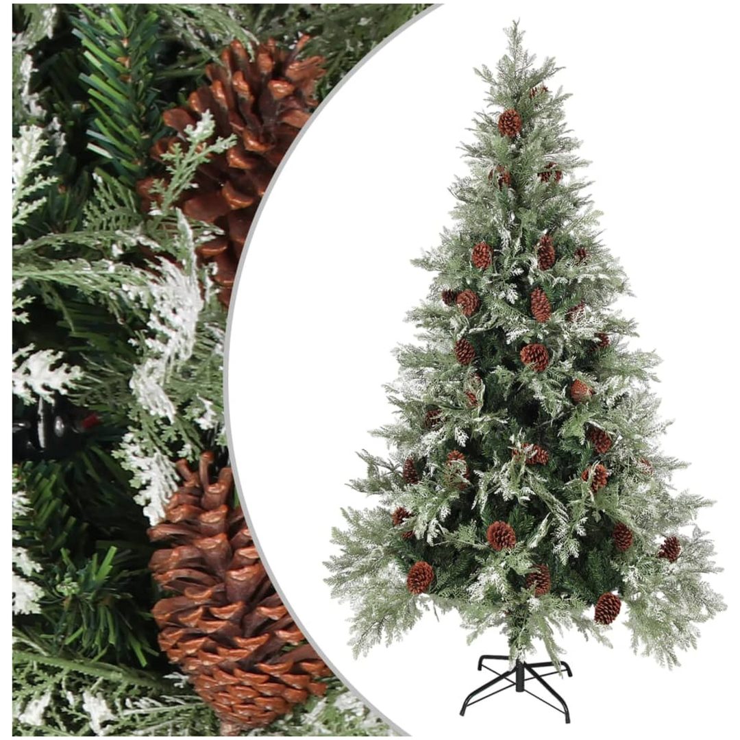 Plastgran och kottar grön och vit 195 cm PVC&PE vidaXL 195 x 105 cm