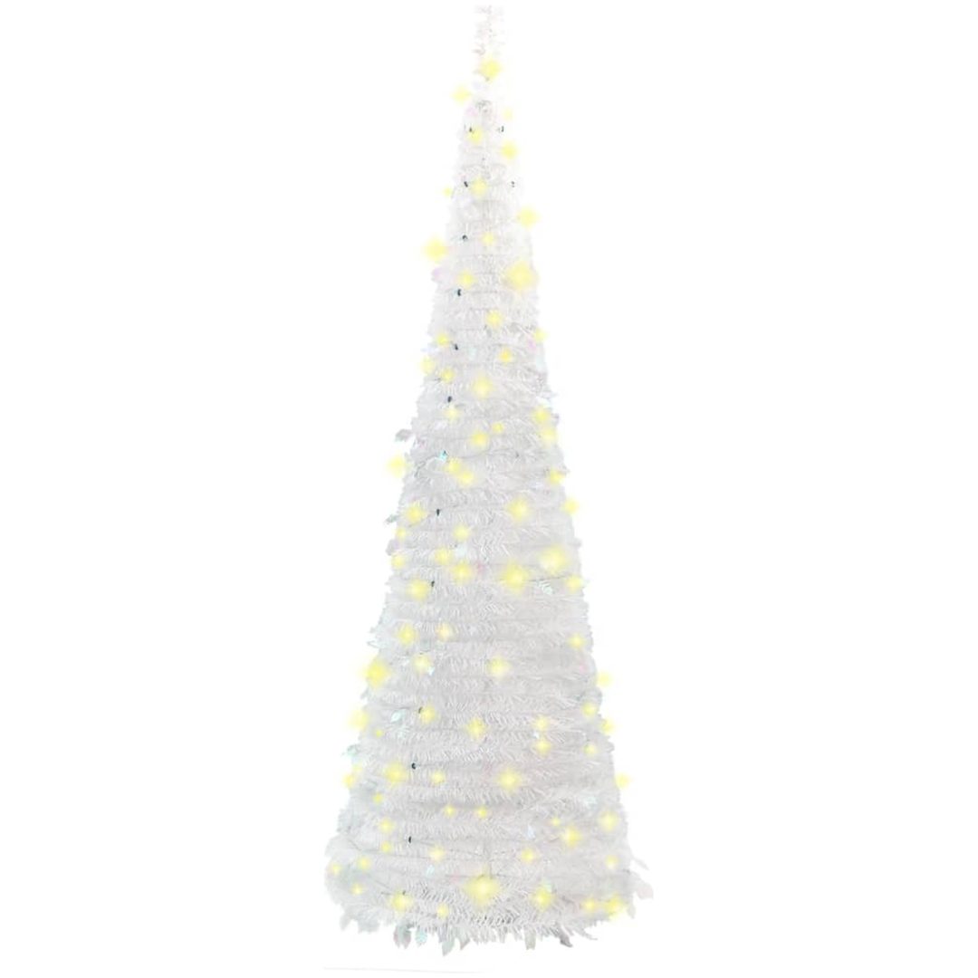 Plastgran pop-up 100 LED vit vidaXL 150 cm – bild 5
